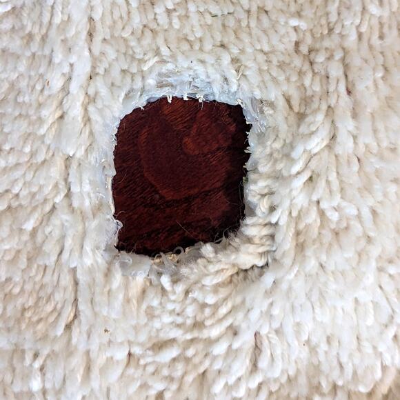 Vintage Granny Christmas Tree Skirt Punch Rug Red Bow Holly Leave Berry Handmade - Picture 5 of 6